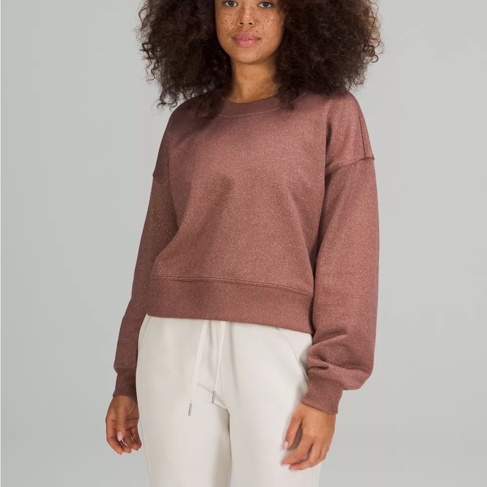 Lululemon Perfectly Oversized Cropped Crew Spark in Smoky Topaz‎
